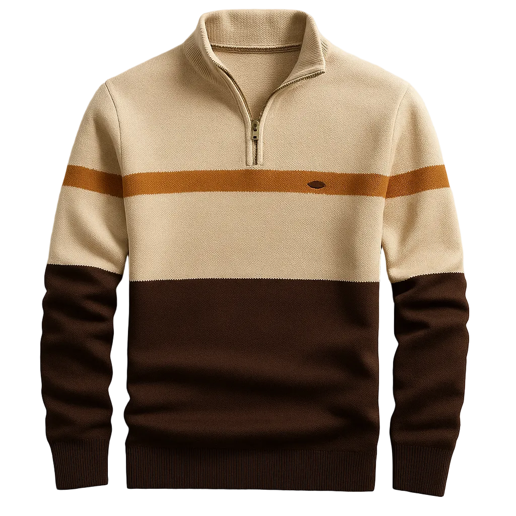 Ravello | Men’s Zip-Neck Plain Knit Sweater3